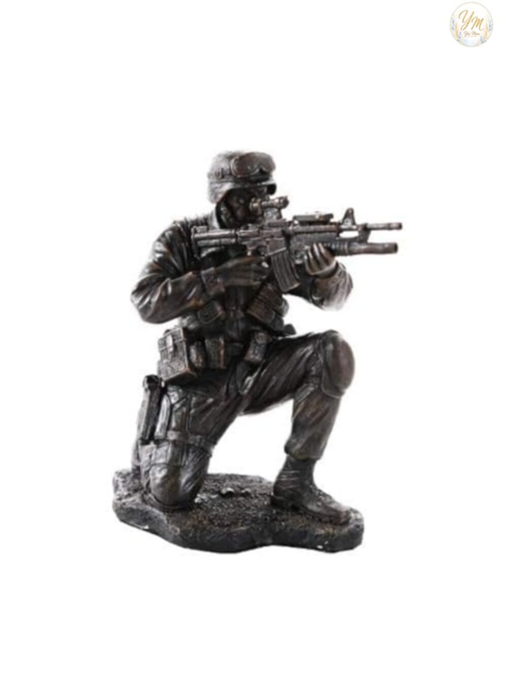 Brave Soldier Military Heroes Figurine Hand-Painted Faux Bronze Finish